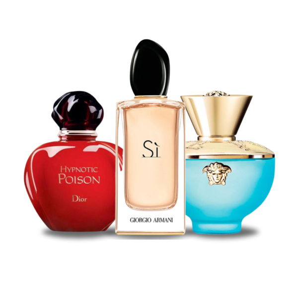 Bundle of 3 Fragrances Dior HYPNOTIC POISON, Giorgio Armani SÌ e Versace DYLAN TURQUOISE 100ml